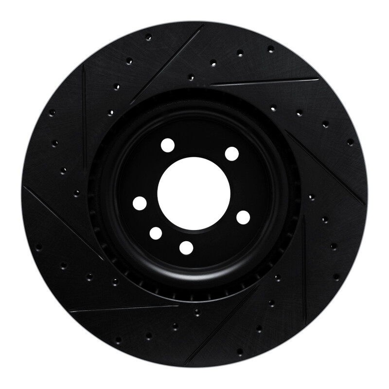 Land Rover Range Rover Brake Rotor (1) - Front Right - R1 Concepts - Drilled & Slotted - Black - `18-`24